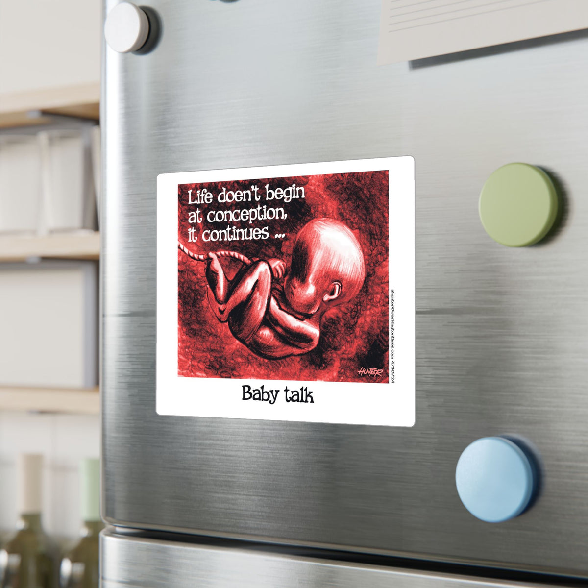 Pro-Life Political Cartoon Kiss-Cut Vinyl Decal – Alexander Hunter (The Washington Times)