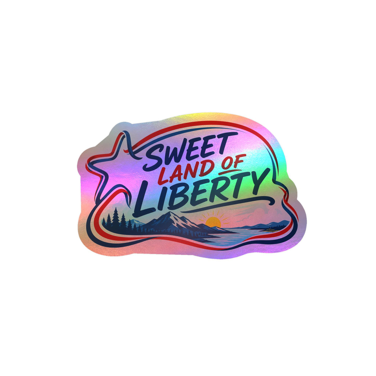 Sweet Land of Liberty Sunset Vinyl Sticker — Patriotic Kiss-Cut Decal
